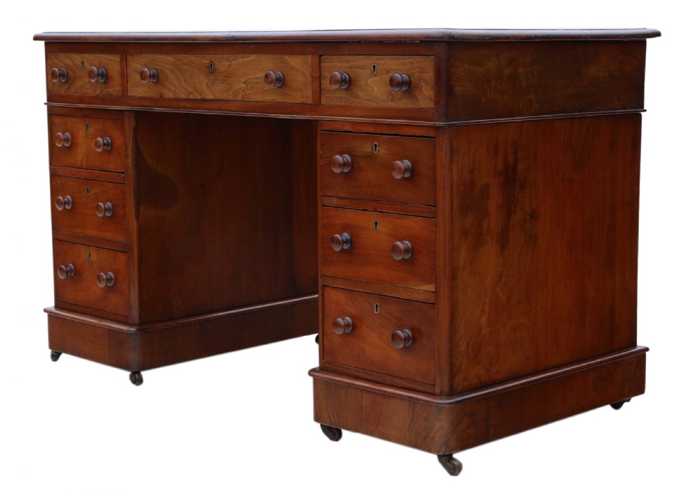 19th Century mahogany desk twin pedestal  View VII
