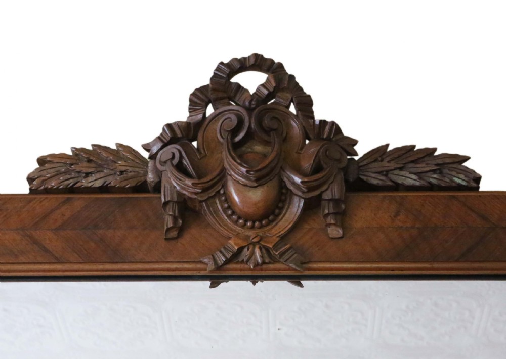 Large walnut  overmantle wall mirror C1900 View IV
