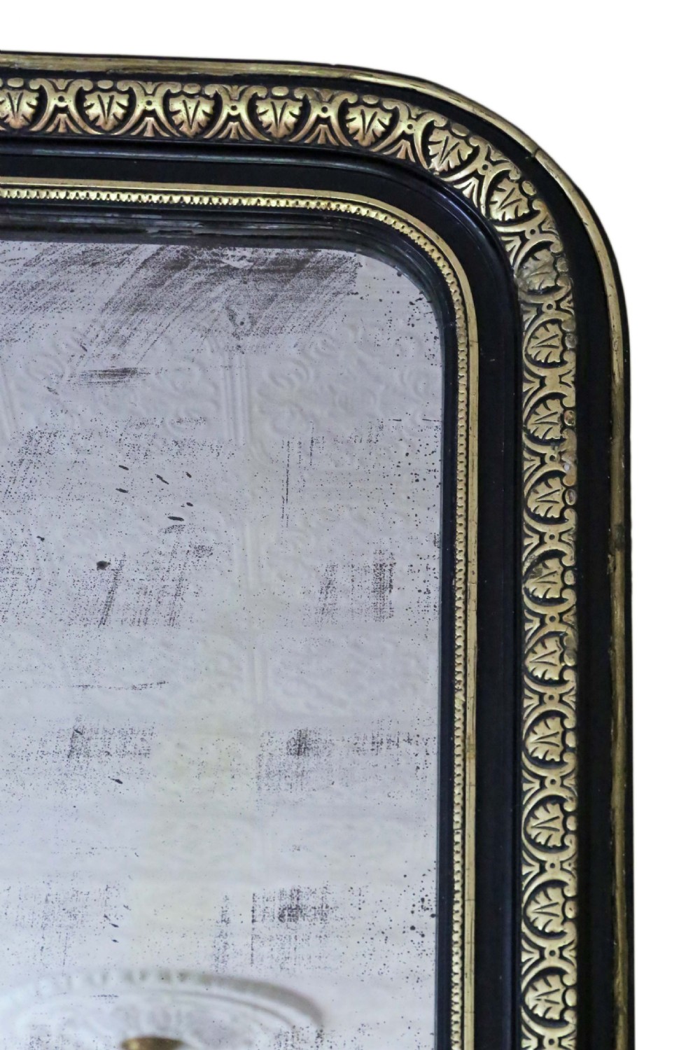 Large 19th Century ebonised and gilt overmantle wall mirror  View II