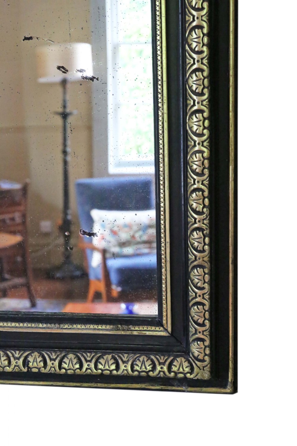 Large 19th Century ebonised and gilt overmantle wall mirror  View VI