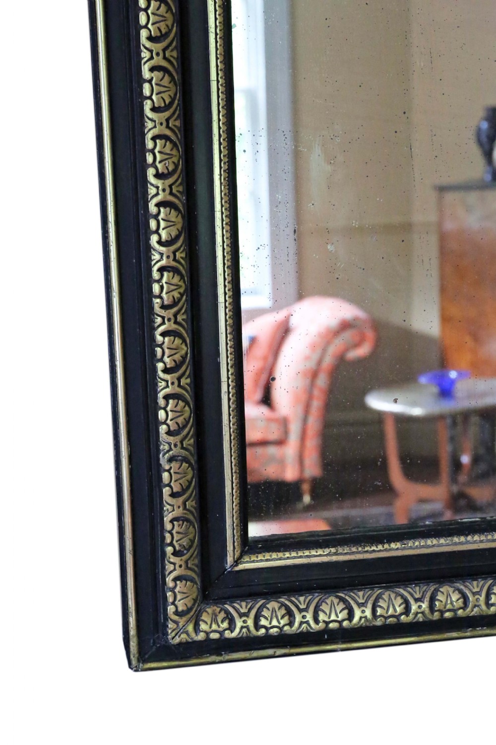 Large 19th Century ebonised and gilt overmantle wall mirror  View VII