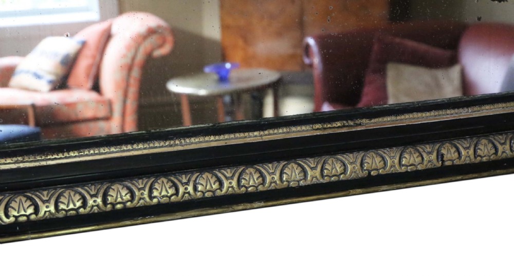 Large 19th Century ebonised and gilt overmantle wall mirror  View VIII