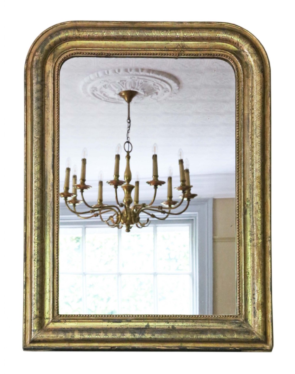Gilt 19th Century overmantle wall mirror large 