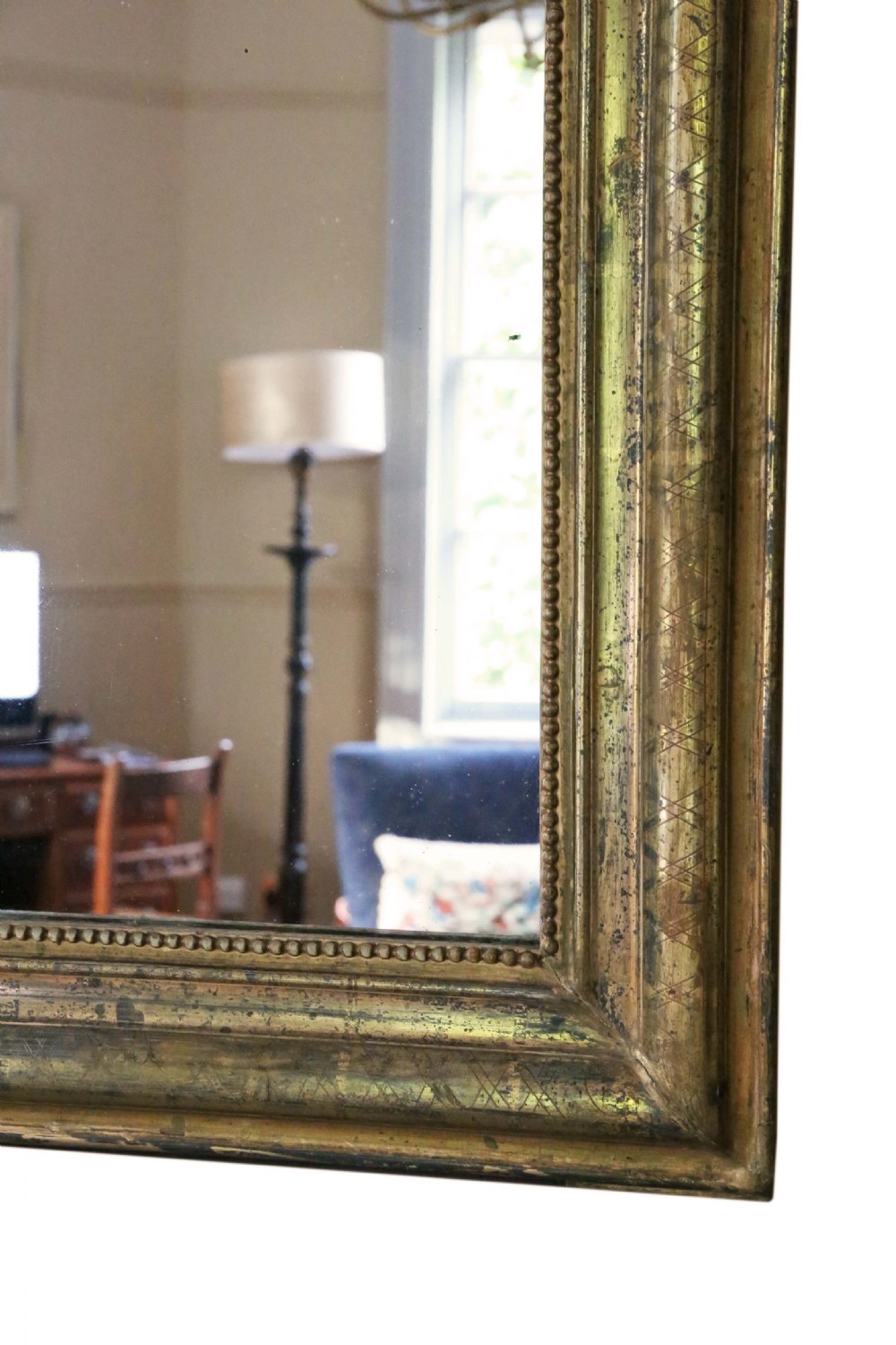 Gilt 19th Century overmantle wall mirror large  View V