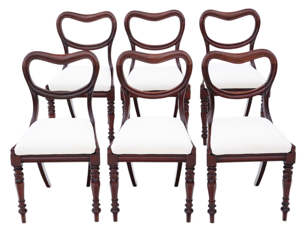 Set of 6 William IV mahogany balloon back dining chairs
