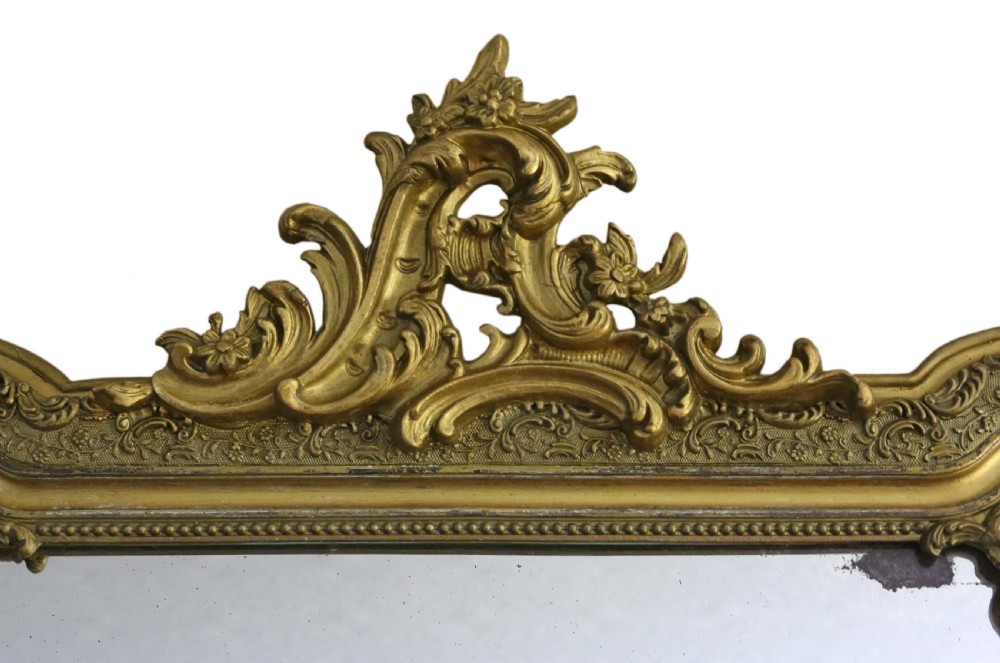 19th Century French gilt wall mirror overmantle crest View II