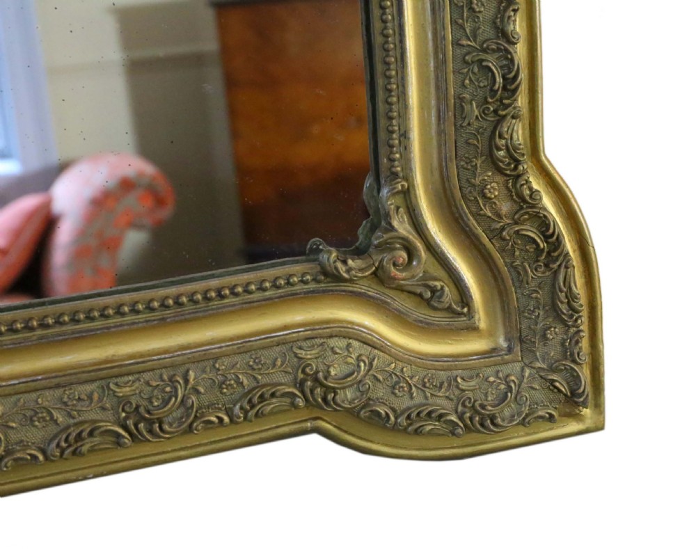19th Century French gilt wall mirror overmantle crest View V