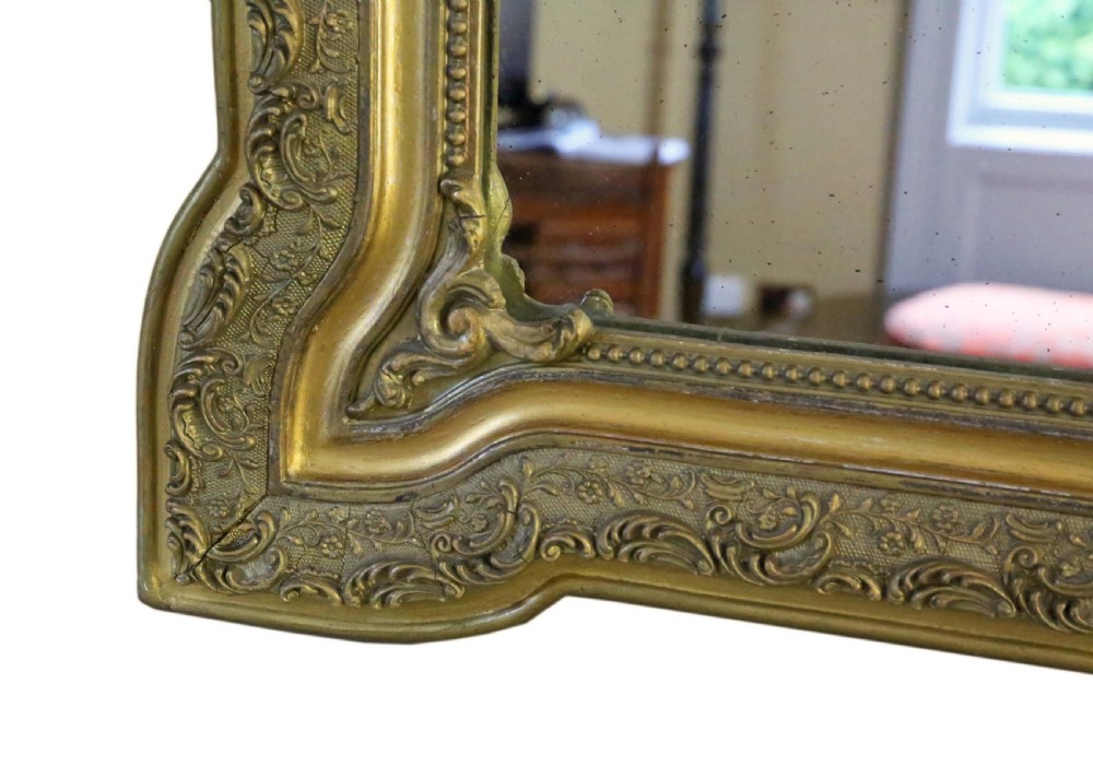 19th Century French gilt wall mirror overmantle crest View VI