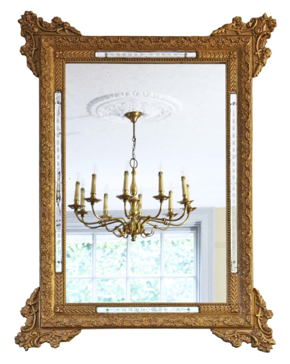 19th Century Italian gilt wall mirror overmantle 