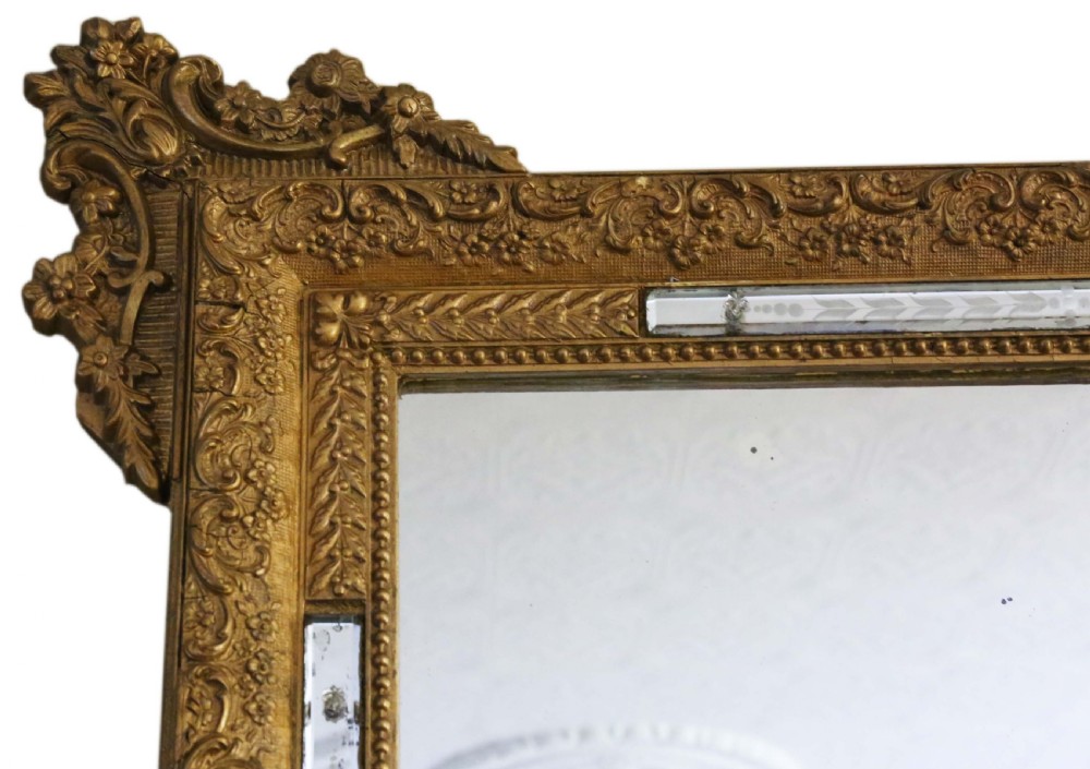 19th Century Italian gilt wall mirror overmantle  View V