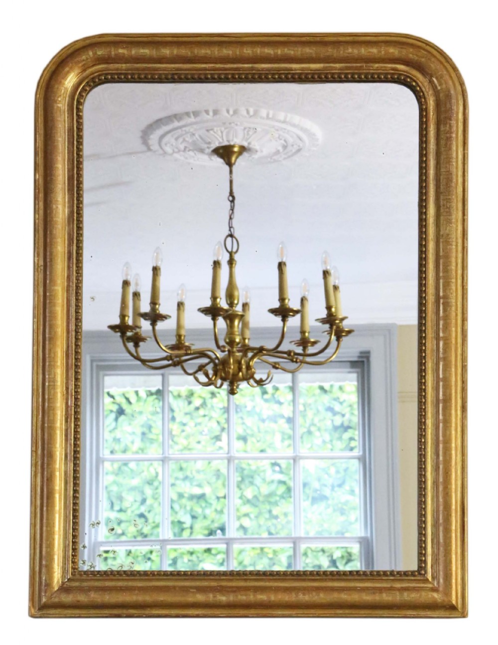 19th Century French gilt wall mirror overmantle 