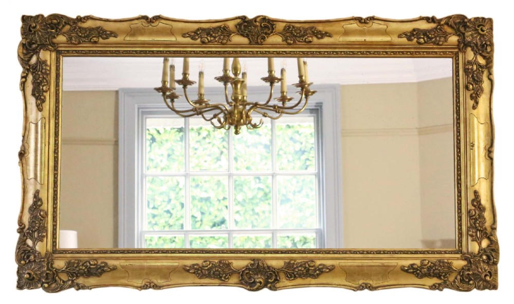 19th Century gilt wall mirror overmantle