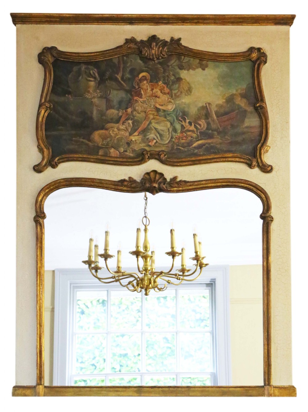 Gilt full height wall trumeau mirror 