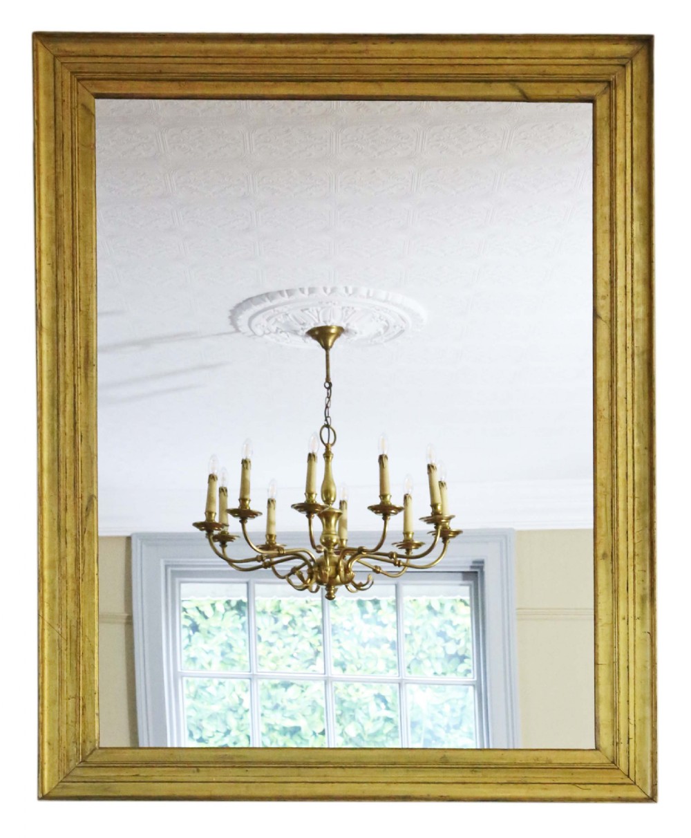 19th Century large gilt overmantle wall mirror 
