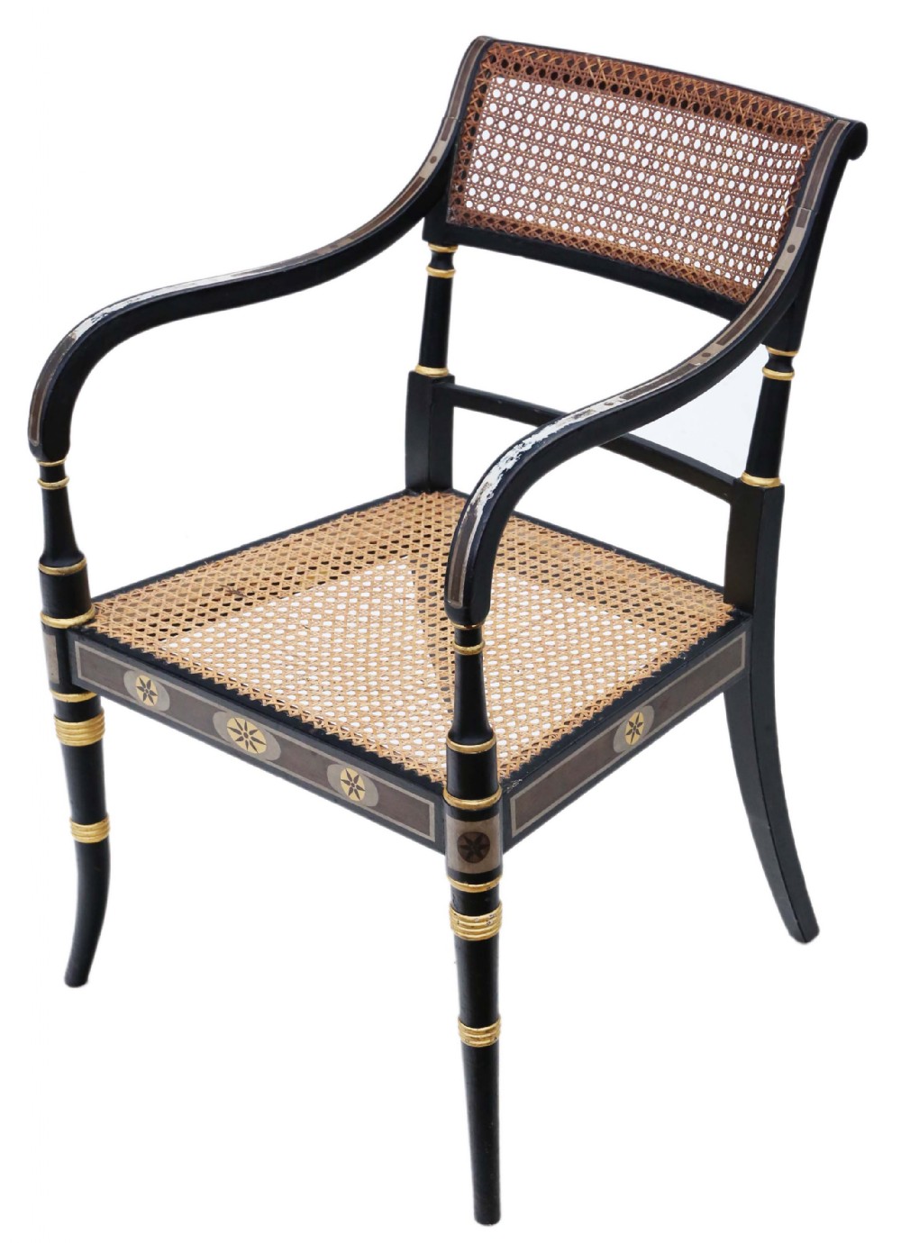 19th Century Regency decorated elbow hall or side chair