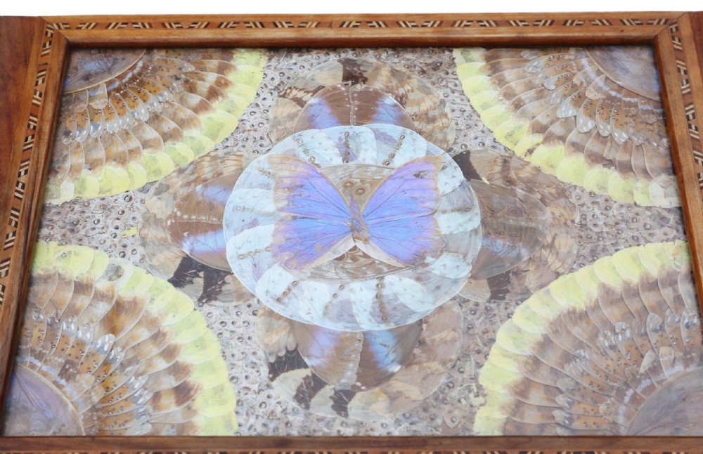 Inlaid tunbridge ware butterfly serving tray View II