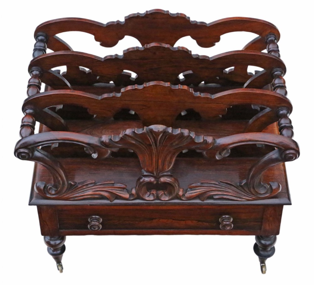 Regency rosewood Canterbury magazine rack  View III