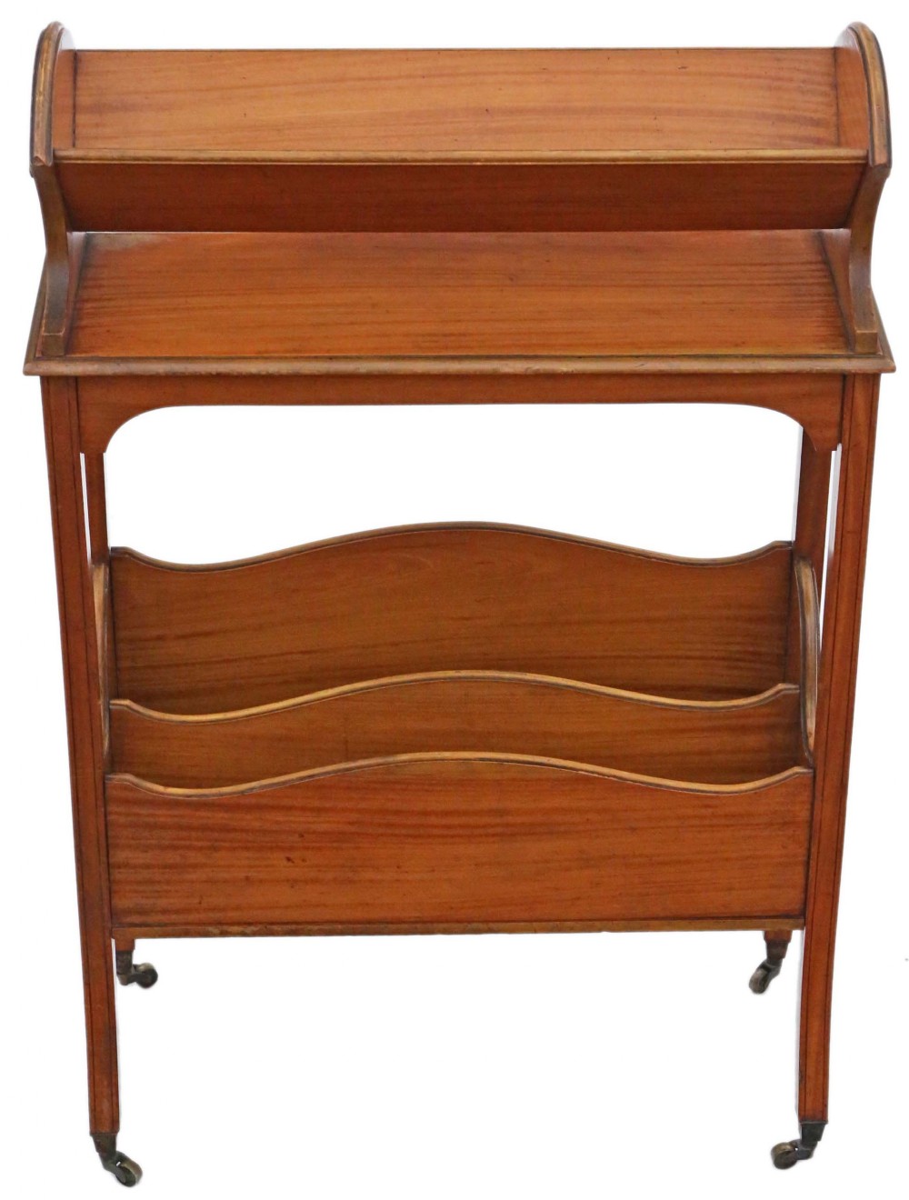 Victorian satin walnut bookcase book trough 