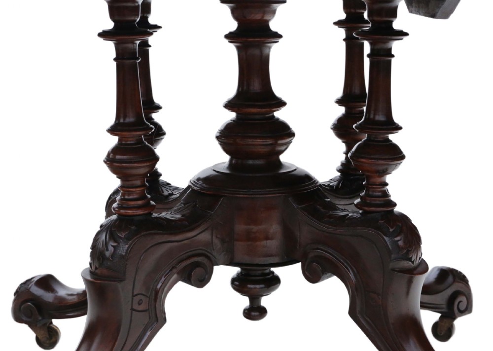 Victorian burr walnut marquetry oval loo table View IX