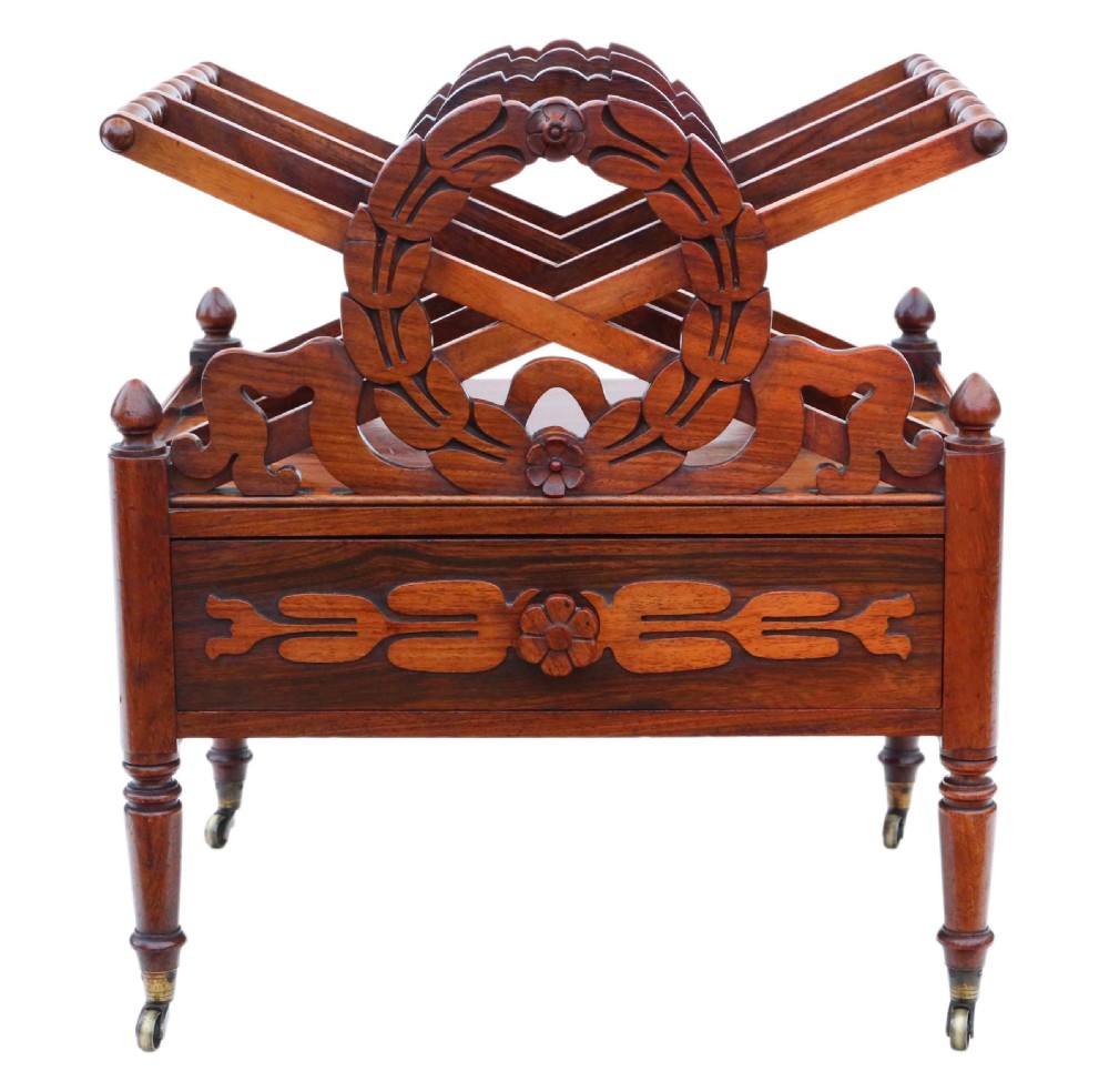 Regency mahogany Canterbury magazine rack  View II