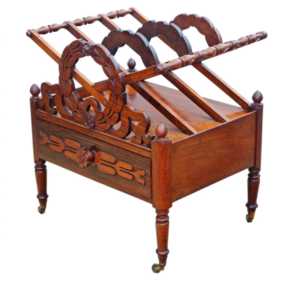 Regency mahogany Canterbury magazine rack  View III