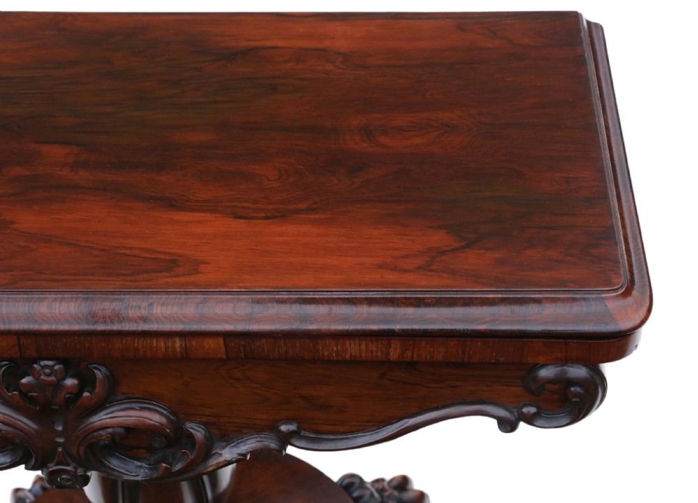 Regency rosewood folding card console table View II