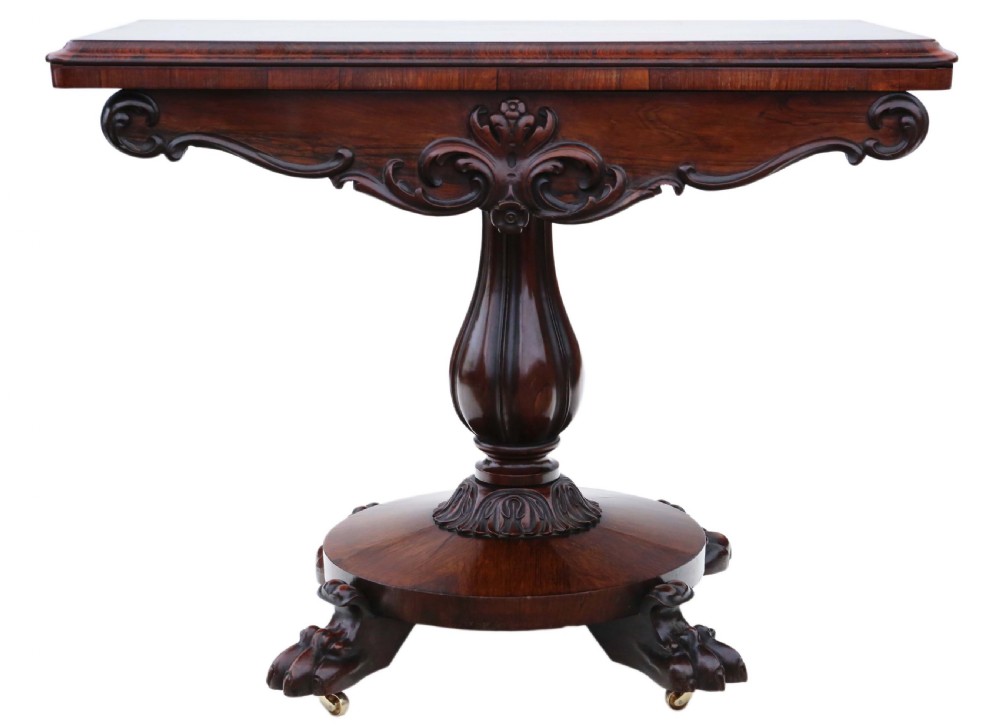 Regency rosewood folding card console table View III