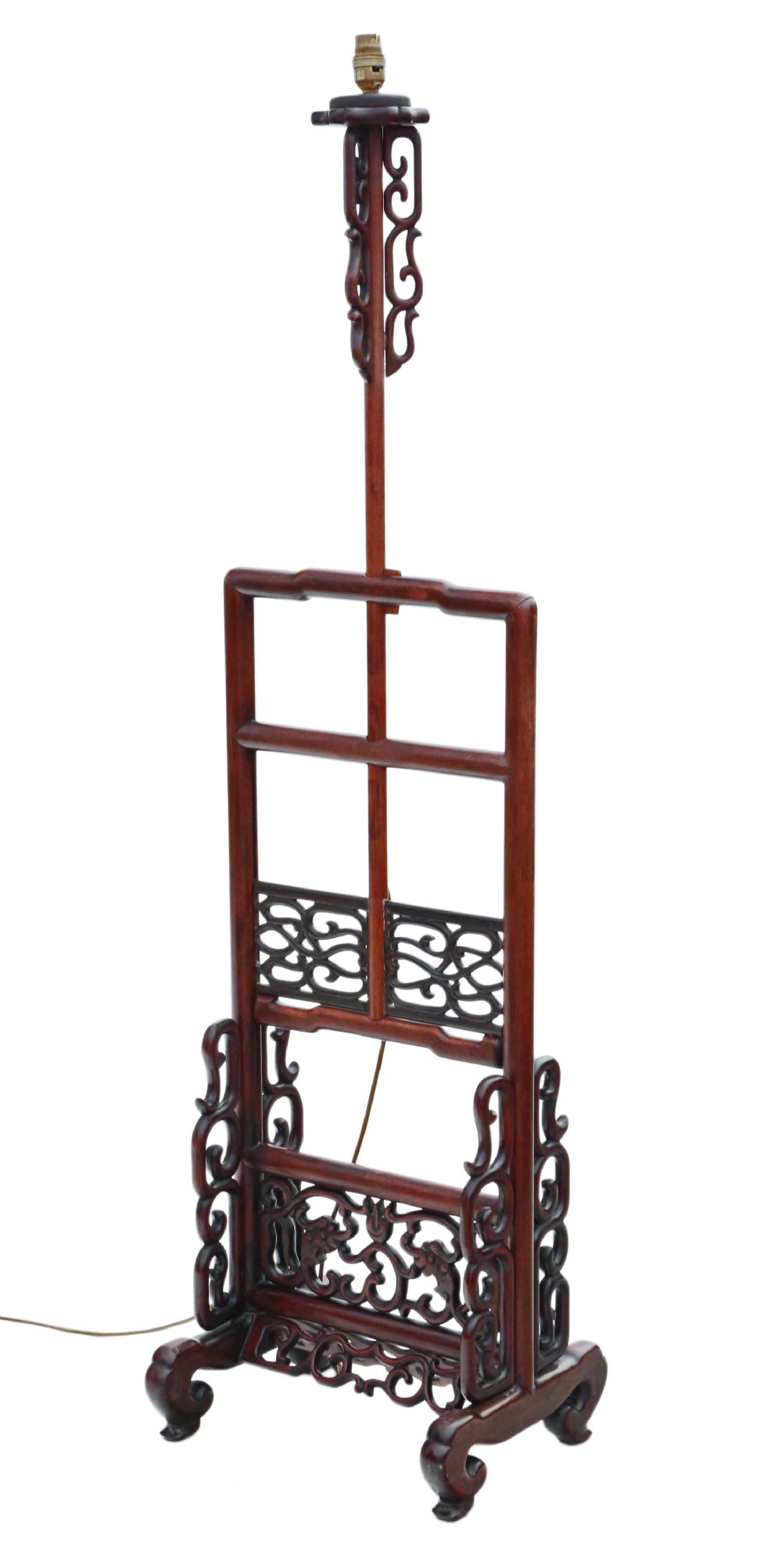 Chinese decorative mahogany standard reading lamp 