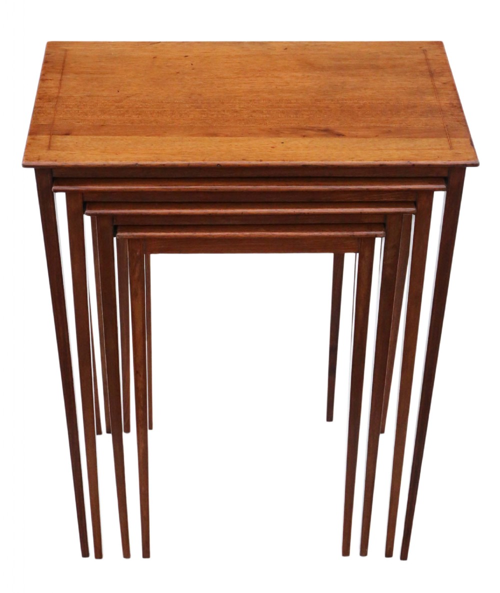 Inlaid mahogany nest of 4 tables