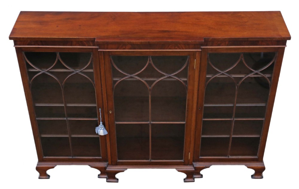 Victorian mahogany adjustable glazed breakfront bookcase 