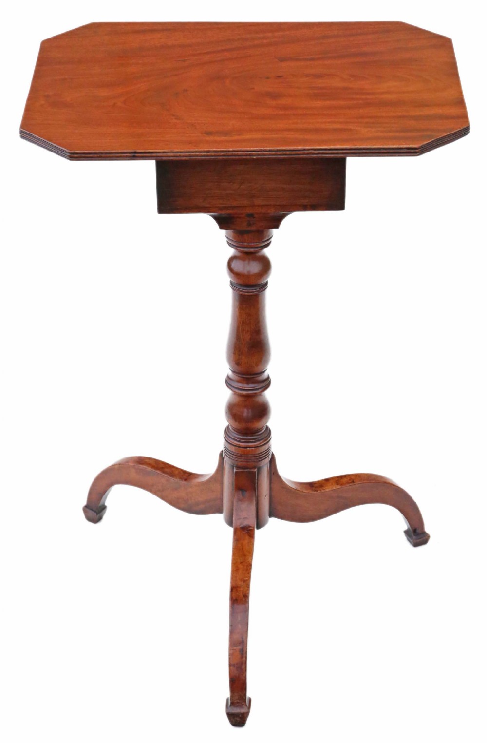 Georgian mahogany tilt top wine table with drawer