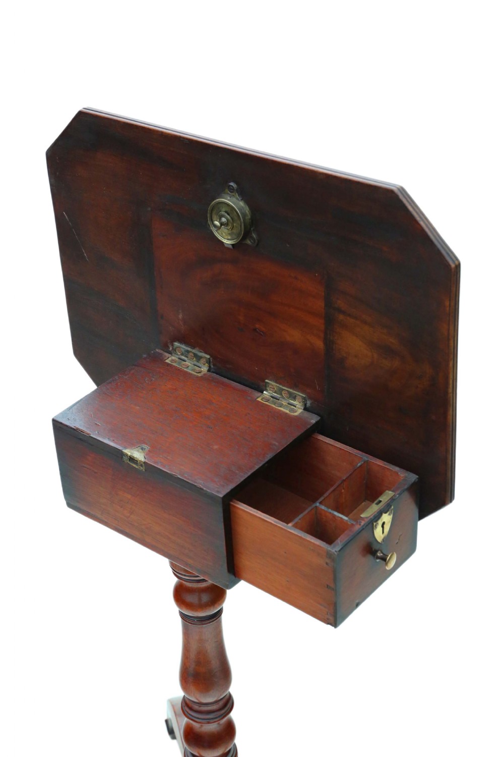 Georgian mahogany tilt top wine table with drawer View IV