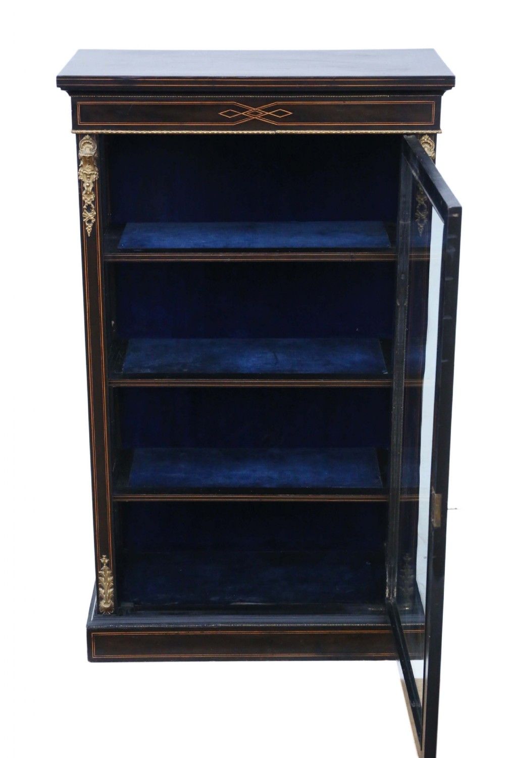 Victorian Aesthetic inlaid and ebonised display cabinet View III