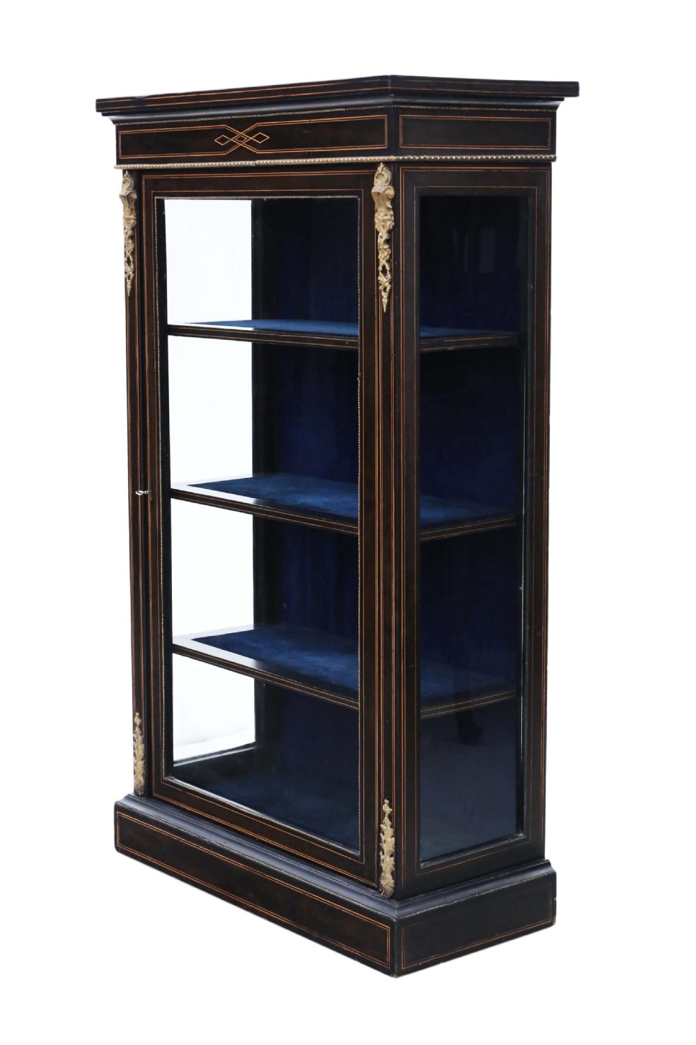 Victorian Aesthetic inlaid and ebonised display cabinet View VII