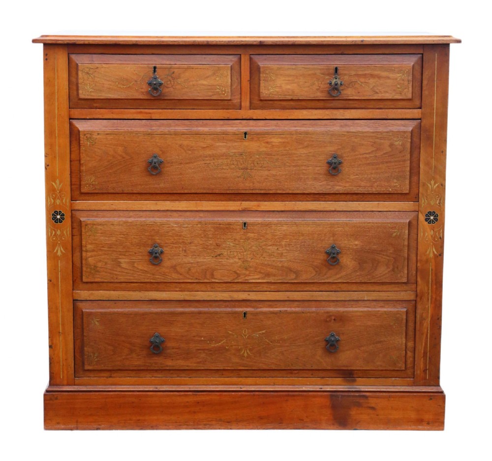 Victorian decorated ash chest of drawers View III