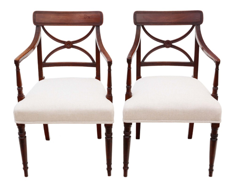Pair of Regency X back carver chairs