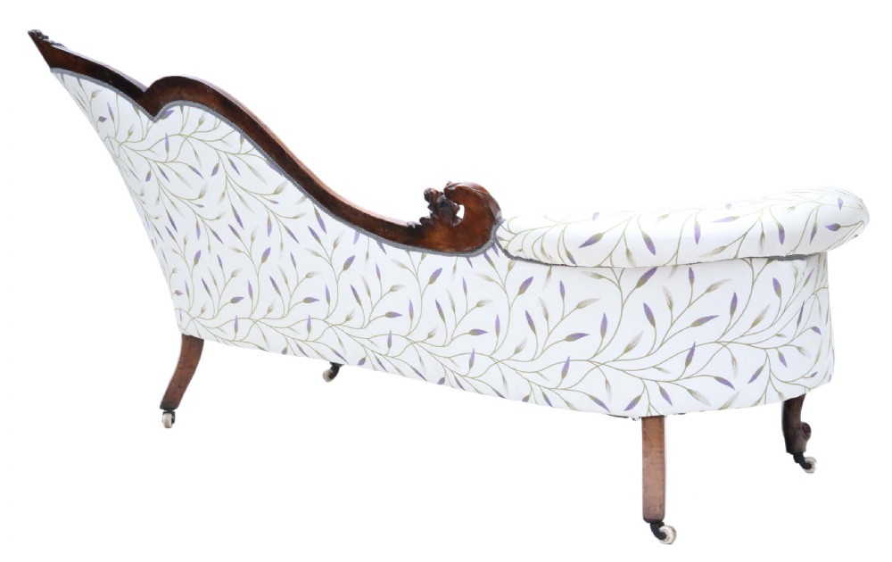Victorian carved walnut chaise longue  View IX