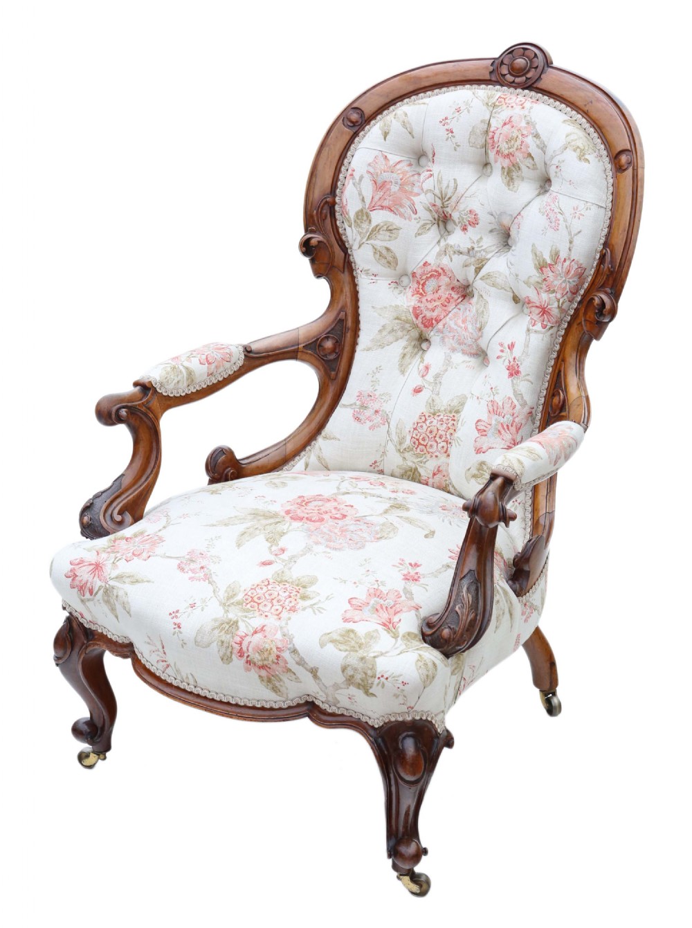 Victorian walnut spoon back armchair 