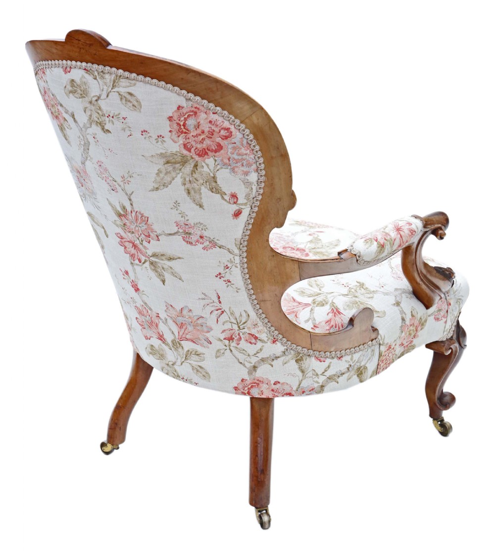 Victorian walnut spoon back armchair  View V