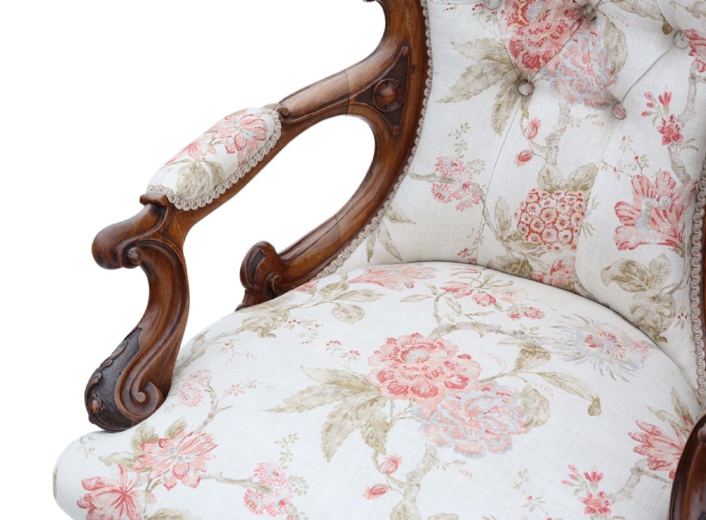 Victorian walnut spoon back armchair  View VII