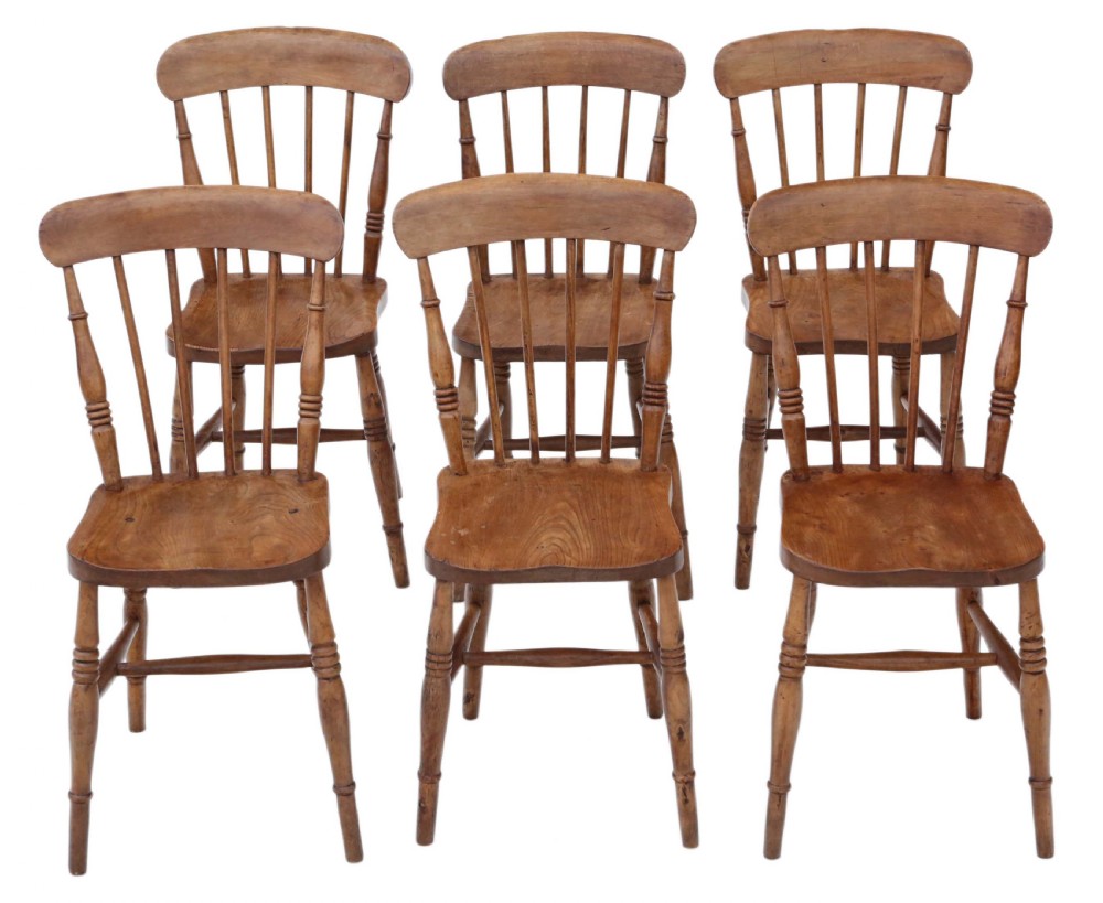 Set of 6 elm and beech kitchen dining chairs