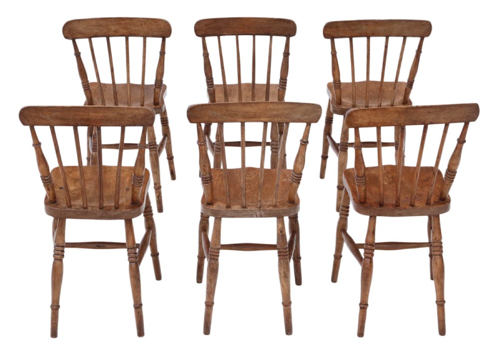 Set of 6 elm and beech kitchen dining chairs View II