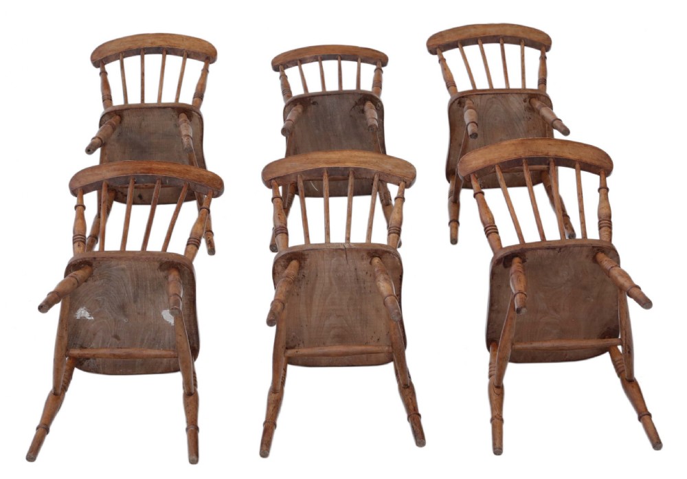 Set of 6 elm and beech kitchen dining chairs View III