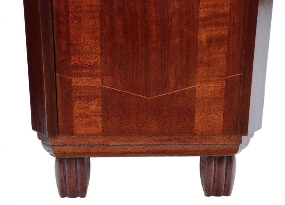 Pair of Art Deco marquetry and marble bedside tables View VI