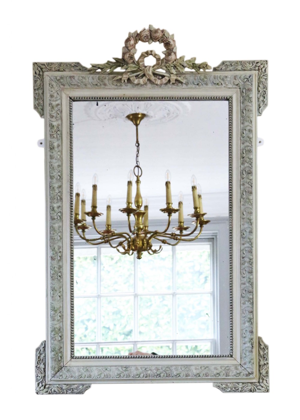 Large 19th Century French decorated overmantle wall mirror