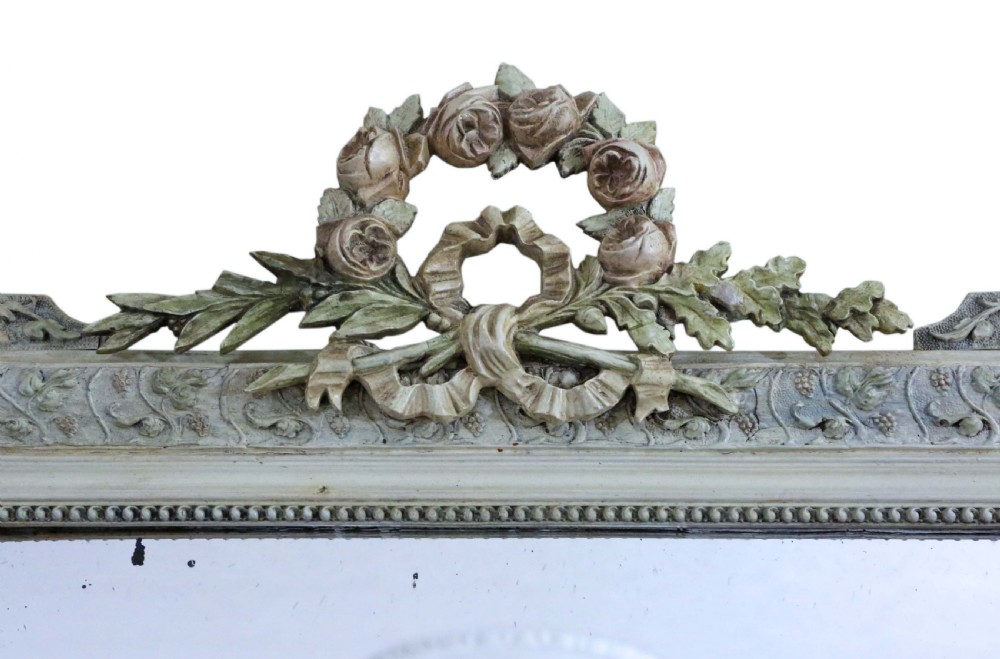 Large 19th Century French decorated overmantle wall mirror View II