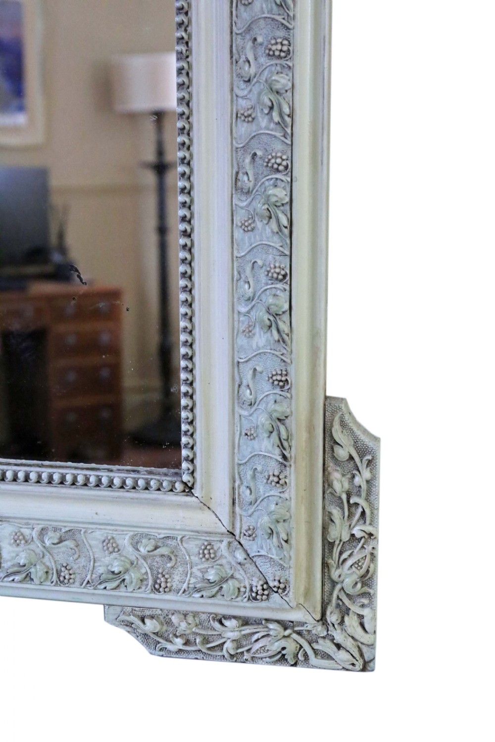 Large 19th Century French decorated overmantle wall mirror View VI