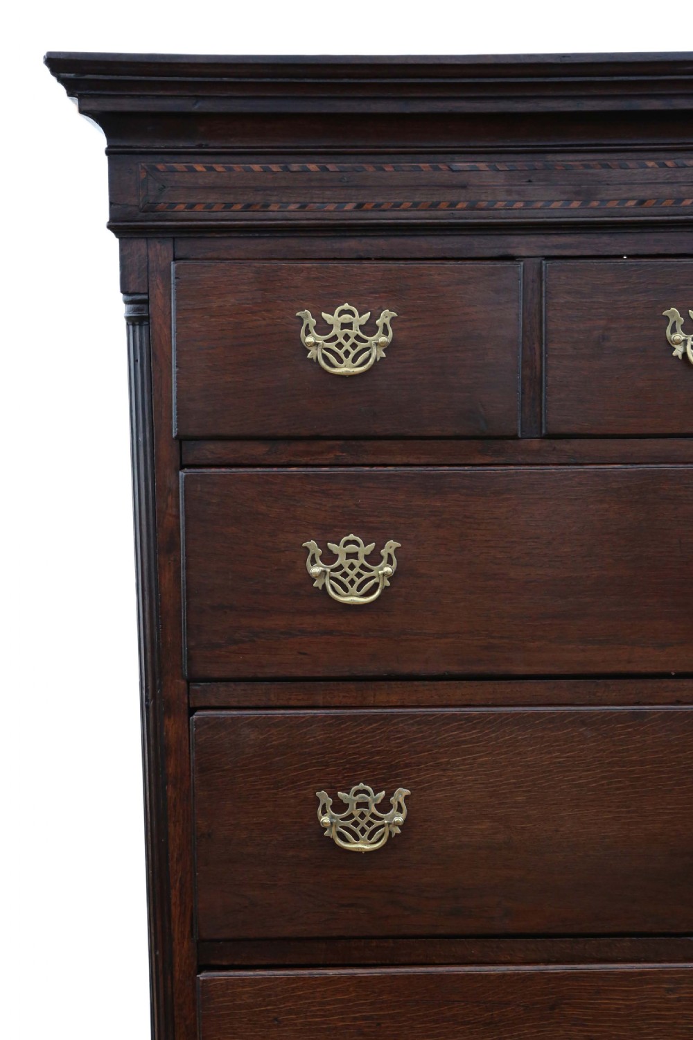 Georgian oak tallboy chest on chest of drawers View III