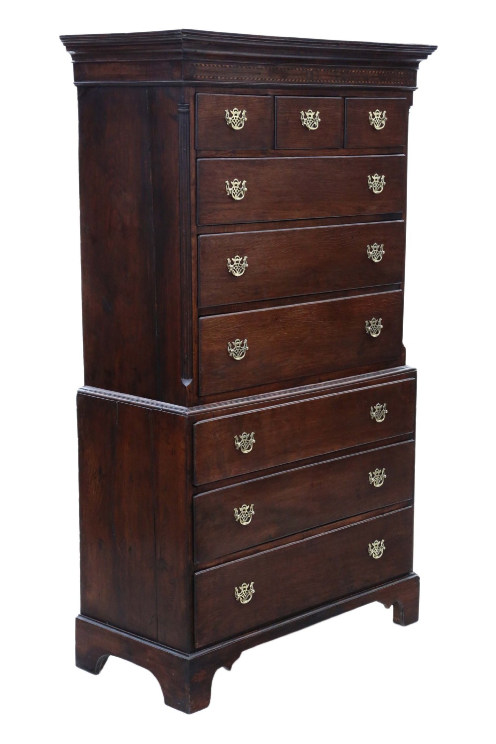 Georgian oak tallboy chest on chest of drawers View VIII