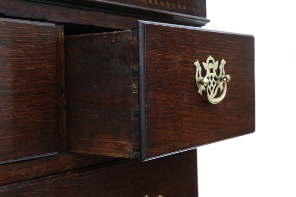 Georgian oak tallboy chest on chest of drawers View IX